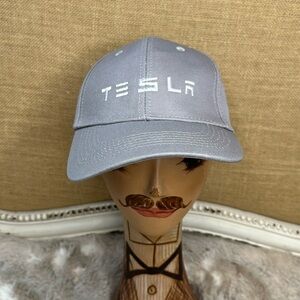 Tesla | Gray with White Embroidered Letters Hat with adjustable Strap